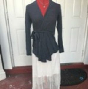 White skirt with mesh overlay